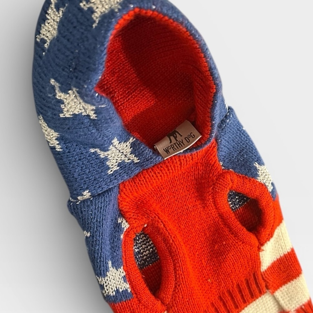 NWOT Worthy Dog American Flag Knit Sweater XS - Picture 7 of 7